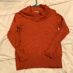 Orange cowl neck long sleeve light weight sweater